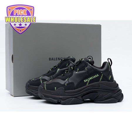 Balenciaga Triple S Allover Logo Black Green(W) SIZE: 35-45