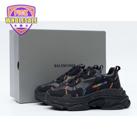 Balenciaga Triple S Allover Logo Black Rainbow (W) SIZE: 35-45
