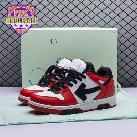 OFF-WHITE Out Of Office OOO Low Tops Black White Red Unisex