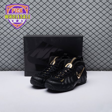 Nike Air Foamposite Pro Black Metallic Gold 624041-009 Unisex