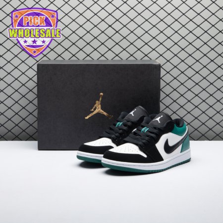 Jordan 1 Low White Black Mystic Green 553558-113 Unisex