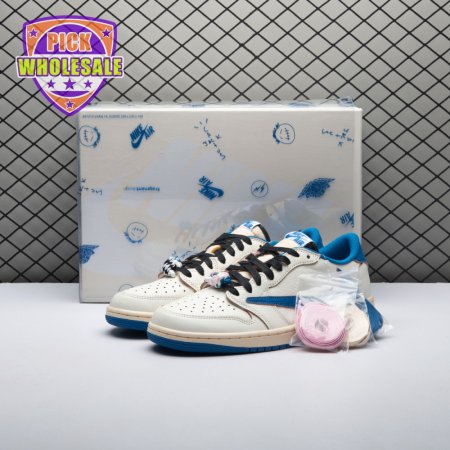 Jordan 1 Retro Low OG SP Fragment x Travis Scott Sail Military Blue DM7866-104 Unisex